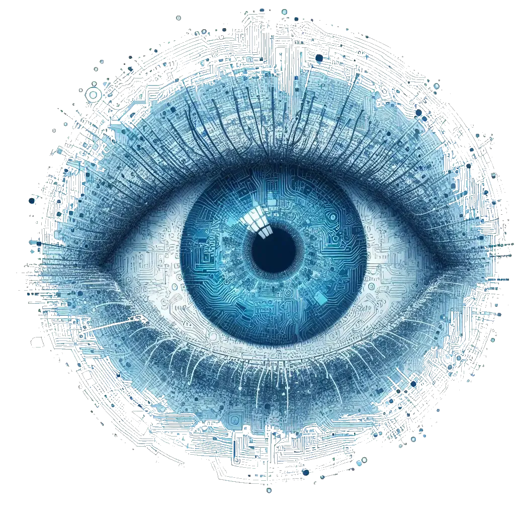 Visionary TecHouse abstract eye logo symbolizing innovation and technological insight